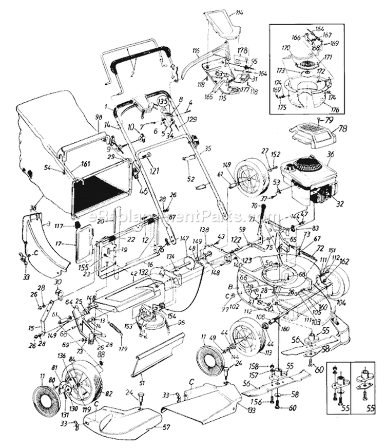 Page A Diagram and Parts List for 124-848L401 1994 Yard Man Lawn Mower